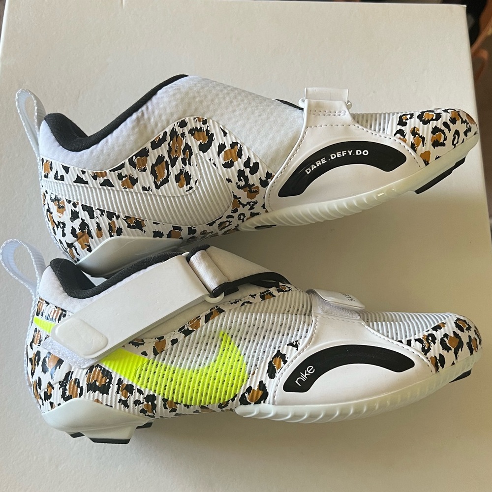 Nike Superrep Indoor Cycling Spin Bike shoes 7 runs like 6 new leopard white